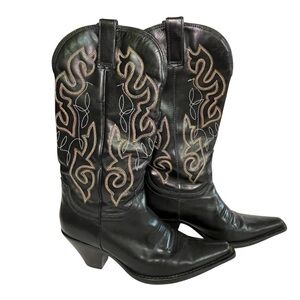 Maria Lya Cowboy Boots Women's Size 6 Brown Leather Western Embroidered Shoes
